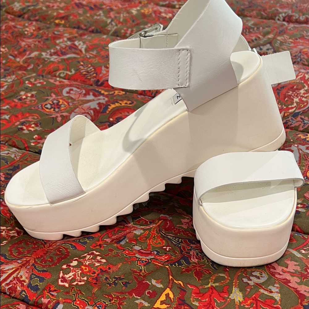 Steve Madden White Platform Sandals